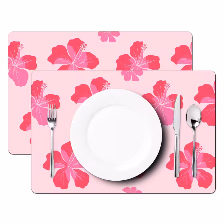 Salvamantel – 6 piezas - Hibiscus - Flores - Rosa — 2