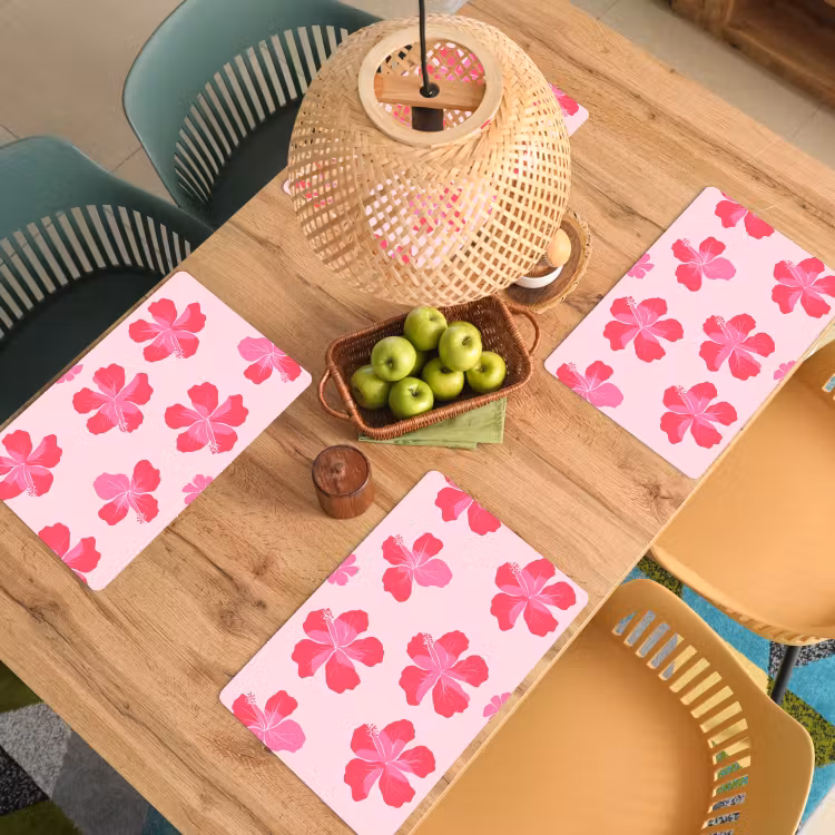 Salvamantel – 6 piezas - Hibiscus - Flores - Rosa — 3