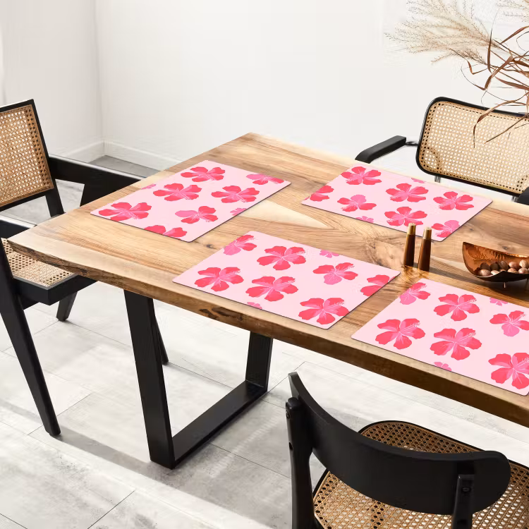 Salvamantel – 6 piezas - Hibiscus - Flores - Rosa — 4
