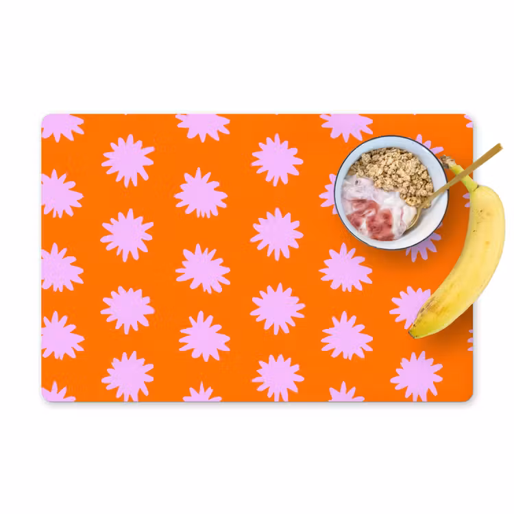 Salvamantel – 6 piezas - Retro - Flores - Naranja — 1