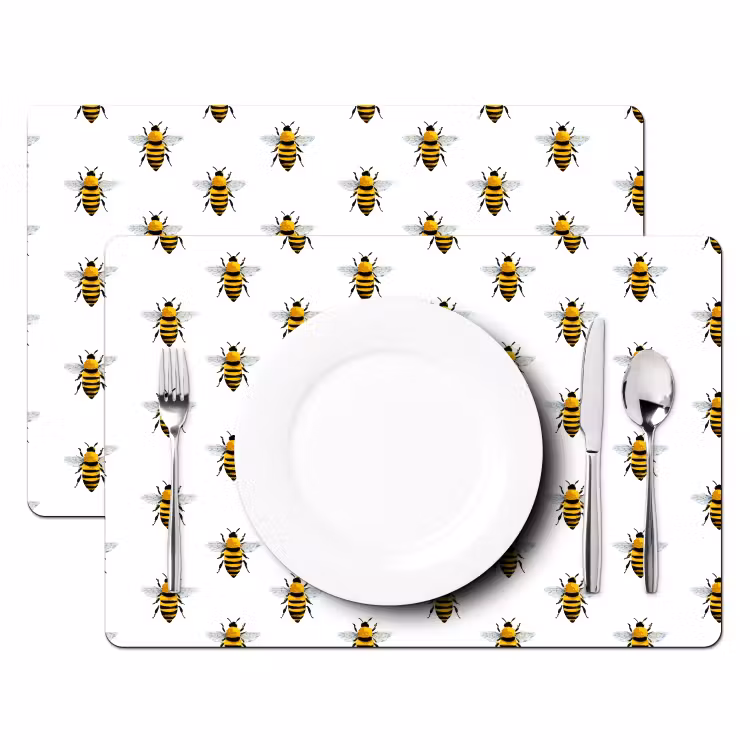 Salvamantel – 6 piezas - Abejas - Atemporal - Blanco — 2