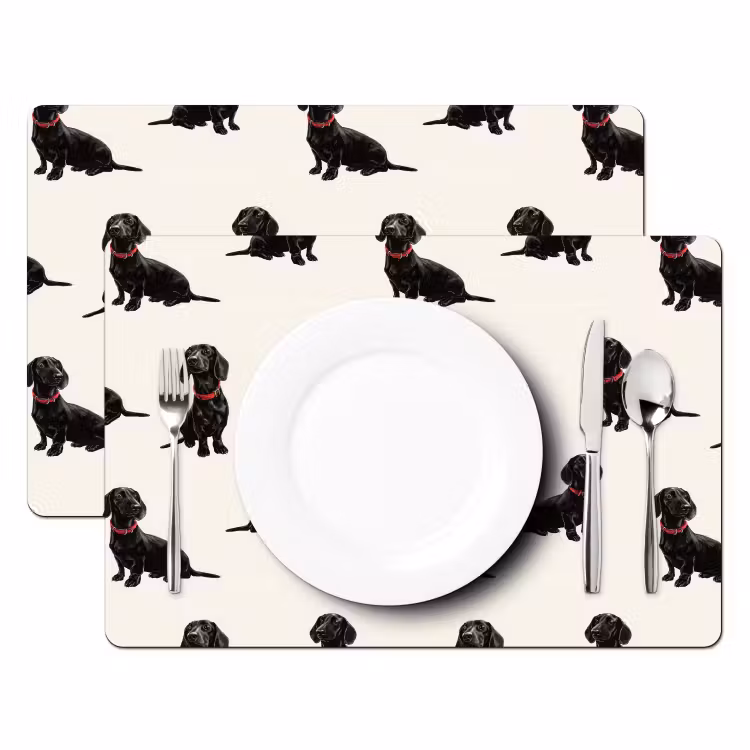 Salvamantel – 6 piezas - Perro - Patrón - Negro — 2