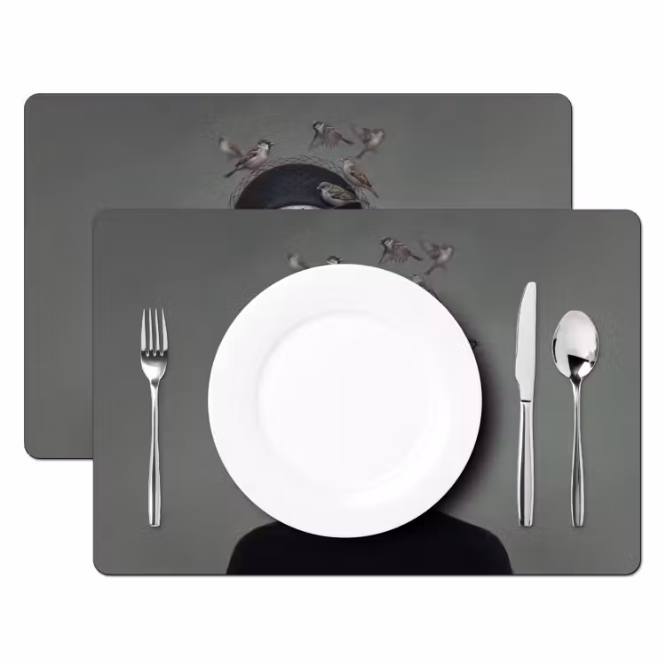 Salvamantel – 6 piezas - Retrato - Pájaros - Negro — 2