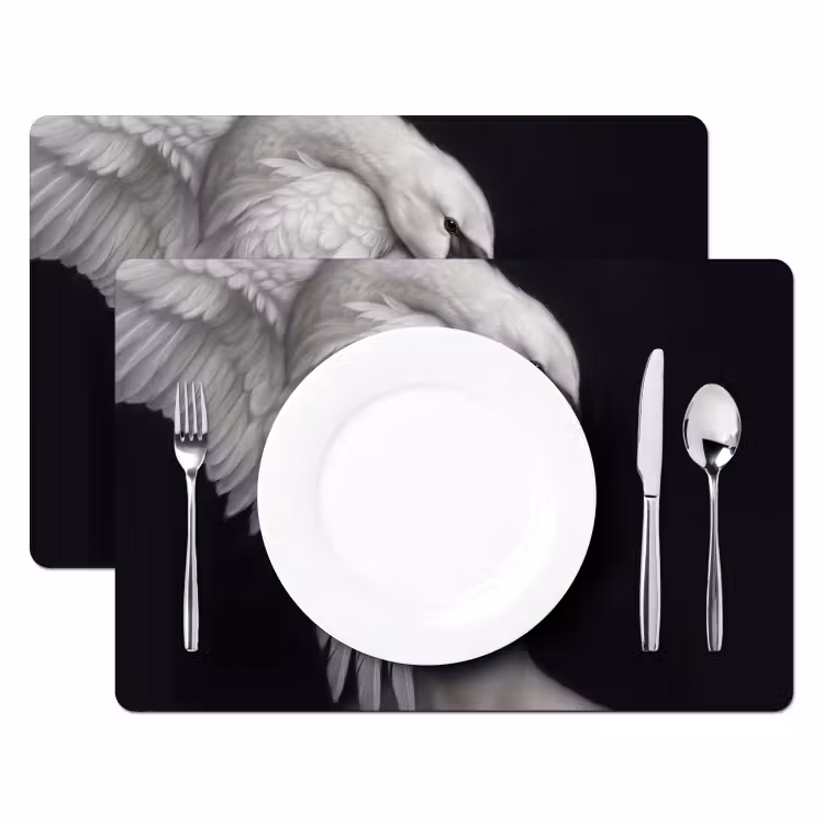Salvamantel – 6 piezas - Retrato - Cisne - Blanco y negro — 2