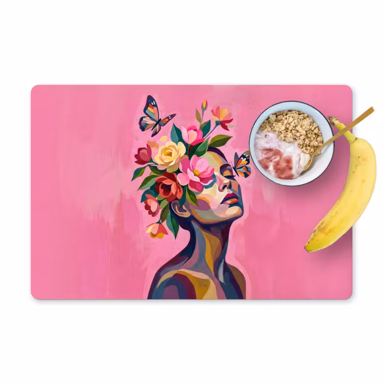 Salvamantel – 6 piezas - Rostro de mujer - Mariposas - Colorido — 1