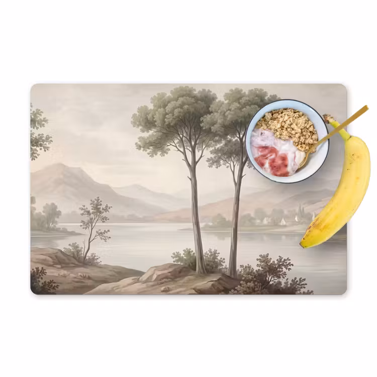 Salvamantel – 6 piezas - Árboles - Lago - Montañas - Ilustración — 1