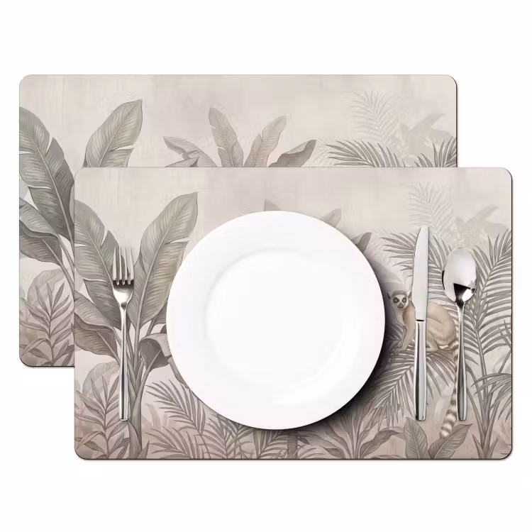 Salvamantel – 6 piezas - Naturaleza - Selva - Lémur de cola anillada - Marrón — 2