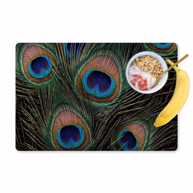 Salvamantel – 6 piezas - Plumas de pavo real - Clásico - Verde — 1