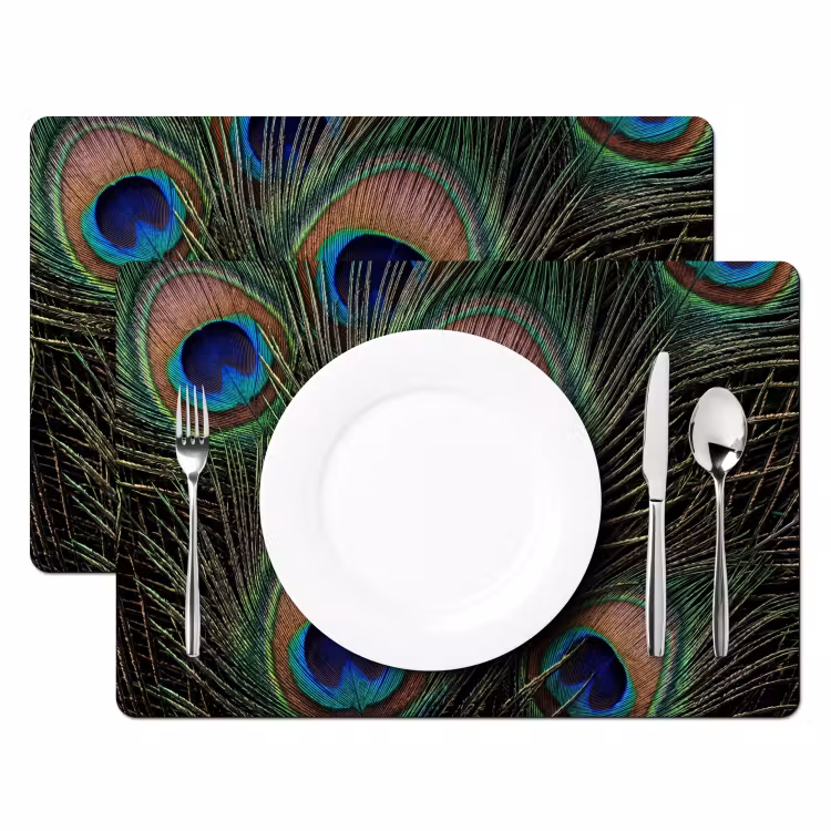 Salvamantel – 6 piezas - Plumas de pavo real - Clásico - Verde — 2