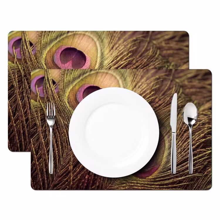 Salvamantel – 6 piezas - Pavo real - Plumas - Morado - Verde — 2