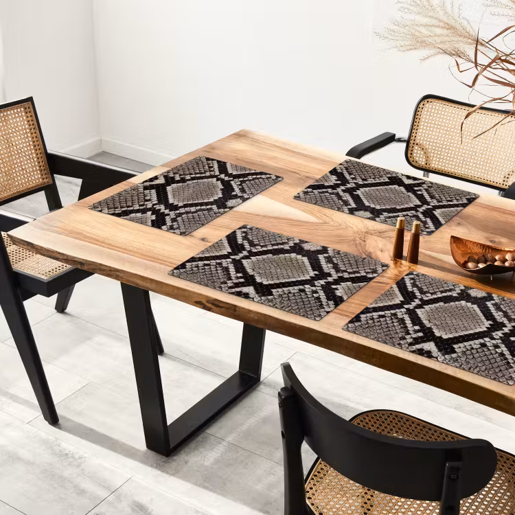 Salvamantel – 6 piezas - Piel de serpiente - Estampado - Beige — 4