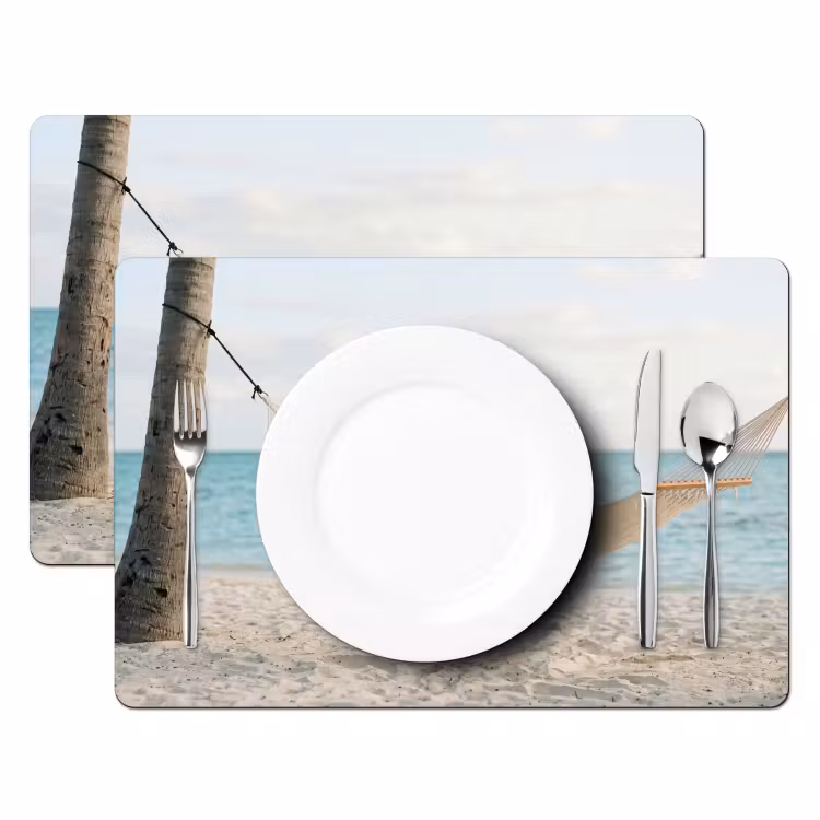 Salvamantel – 6 piezas - Hamaca - Playa - Blanca — 2