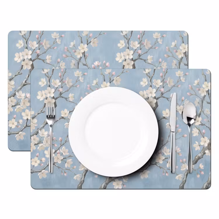 Salvamantel – 6 piezas - Ramas - Cerezo en flor - Azul — 2