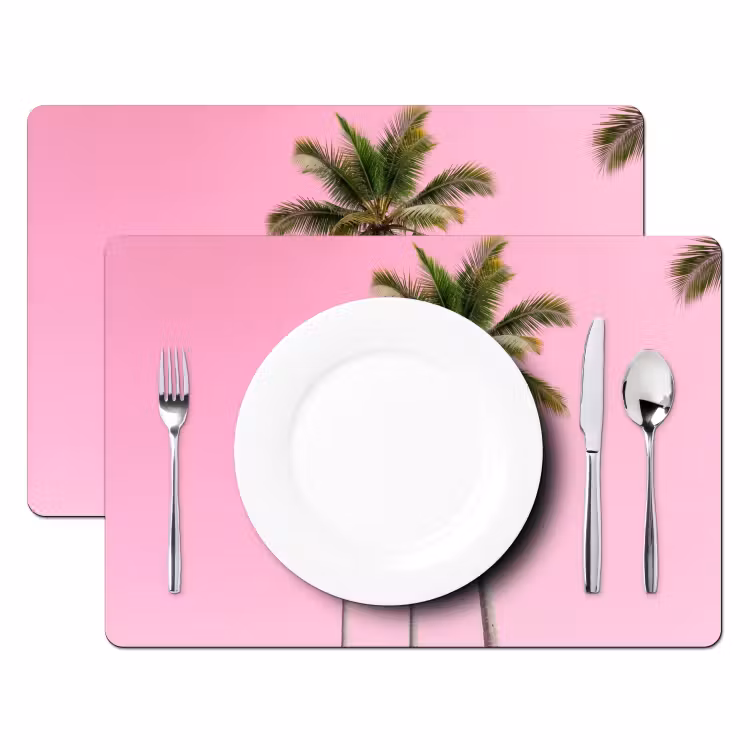 Salvamantel – 6 piezas - Palmera - Tropical - Rosa — 2