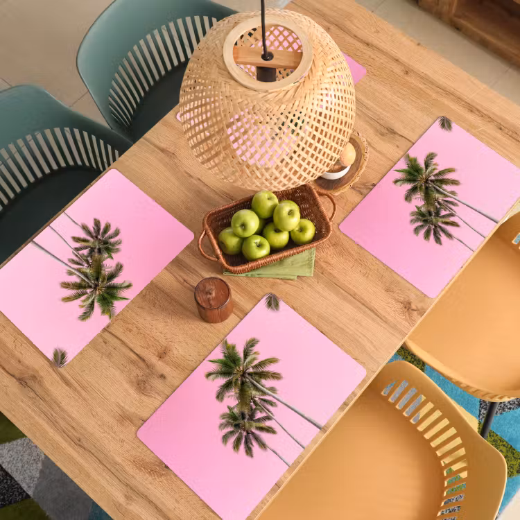 Salvamantel – 6 piezas - Palmera - Tropical - Rosa — 3