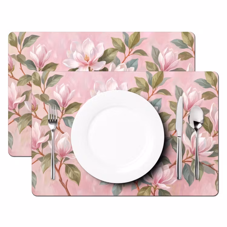 Salvamantel – 6 piezas - Magnolias - Patrón - Rosa — 2