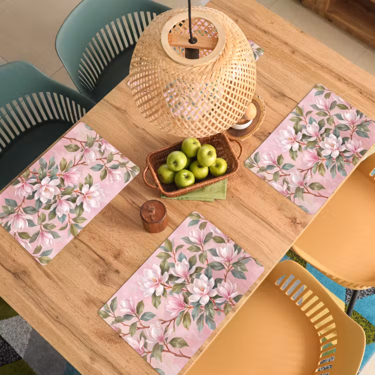 Salvamantel – 6 piezas - Magnolias - Patrón - Rosa — 3