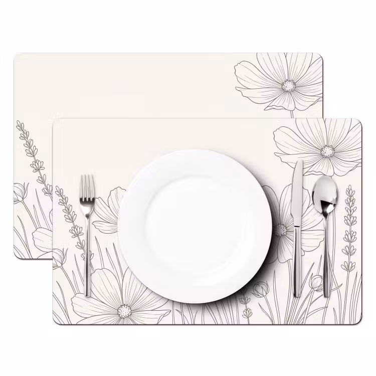 Salvamantel – 6 piezas - Minimalista - Moderno - Floral - Beige — 2