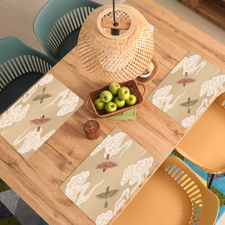Salvamantel – 6 piezas - Pájaros - Moscas - Beige — 3