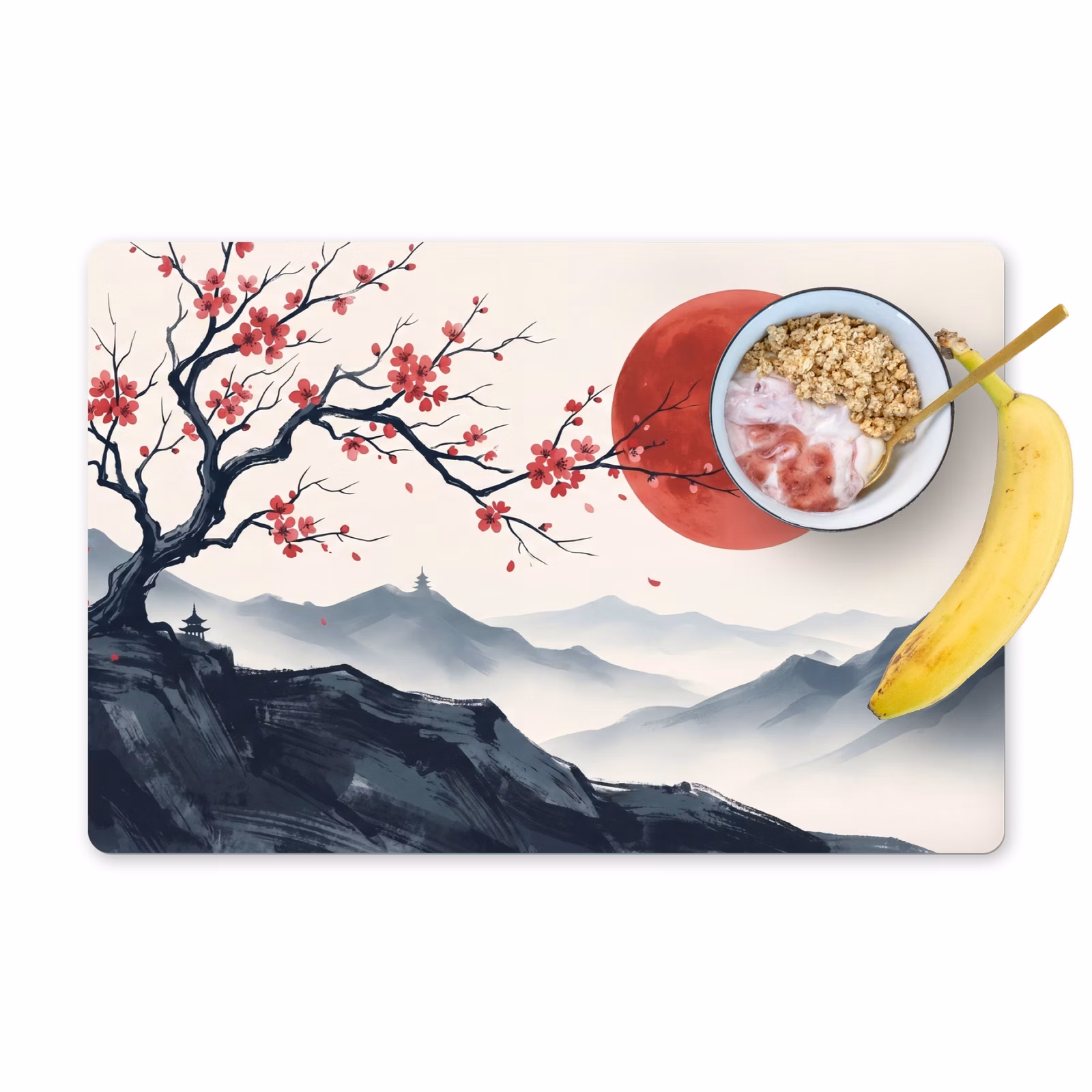 Salvamantel – 6 piezas - Cerezo en flor - Oriental - Rojo — 1