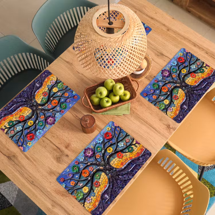 Salvamantel – 6 piezas - Árbol de la vida - Mosaico - Flores - Colorido - Alegre — 3