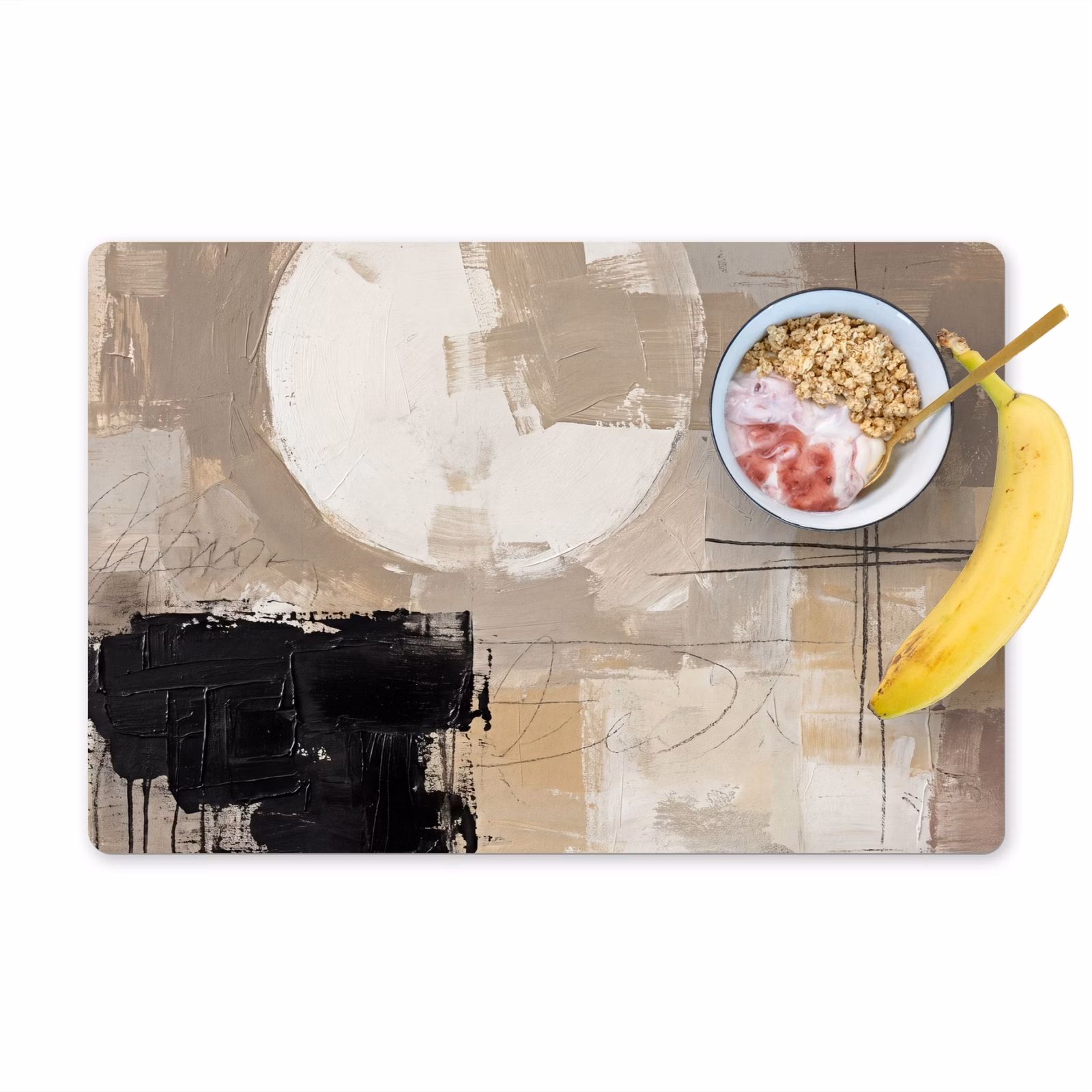 Salvamantel – 6 piezas - Abstracto - Círculo - Moderno - Beige - Negro - Minimalista — 1