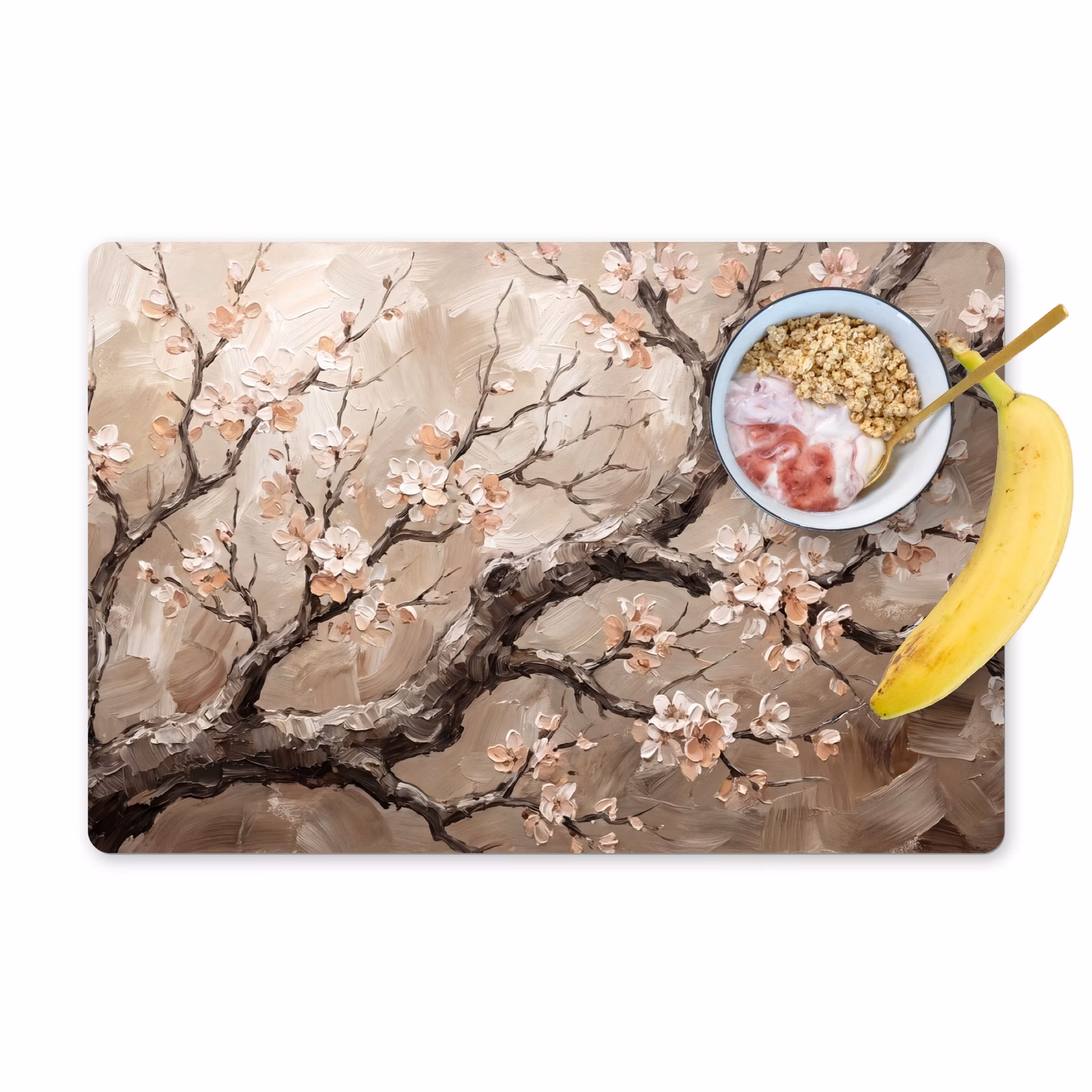 Salvamantel – 6 piezas - Flor - Ramas - Pintura - Beige - Sereno — 1