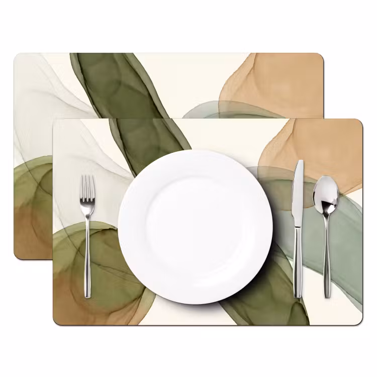 Salvamantel – 6 piezas - Abstracto - Formas - Moderno - Arte - Verde - Marrón — 2