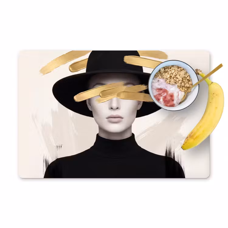Salvamantel – 6 piezas - Mujer - Retrato - Moderno - Oro - Arte — 1