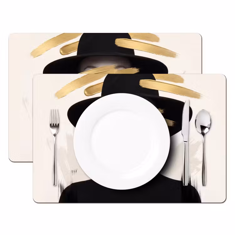 Salvamantel – 6 piezas - Mujer - Retrato - Moderno - Oro - Arte — 2