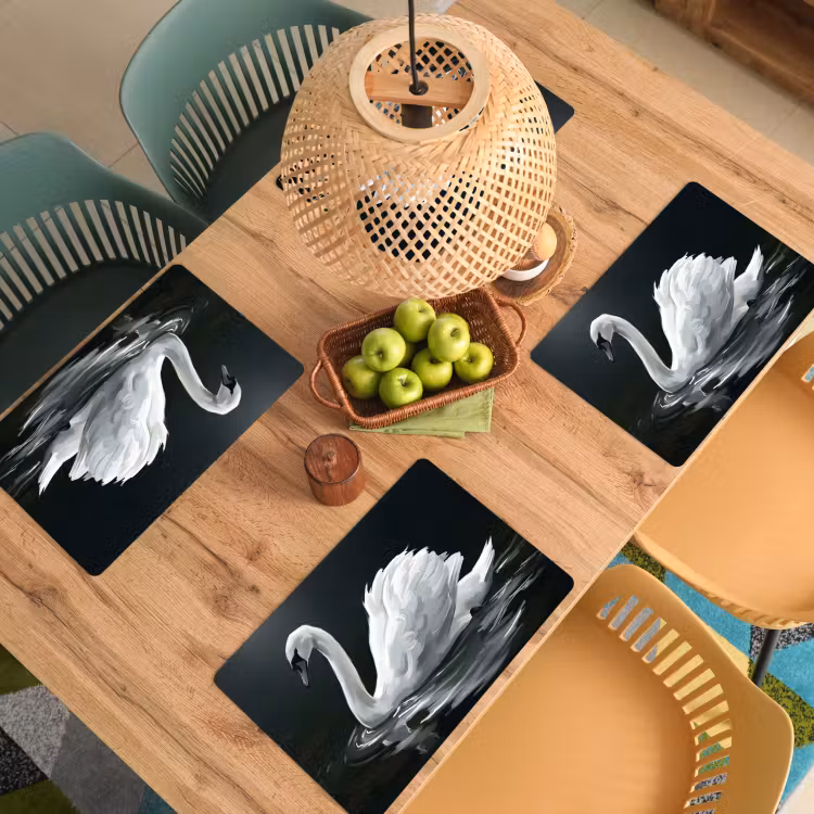 Salvamantel – 6 piezas - Cisne - Agua - Naturaleza - Realista - Blanco — 3