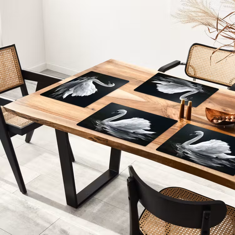 Salvamantel – 6 piezas - Cisne - Agua - Naturaleza - Realista - Blanco — 4