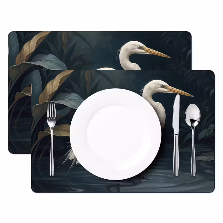 Salvamantel – 6 piezas - Garza - Agua - Naturaleza - Moderno - Blanco — 2