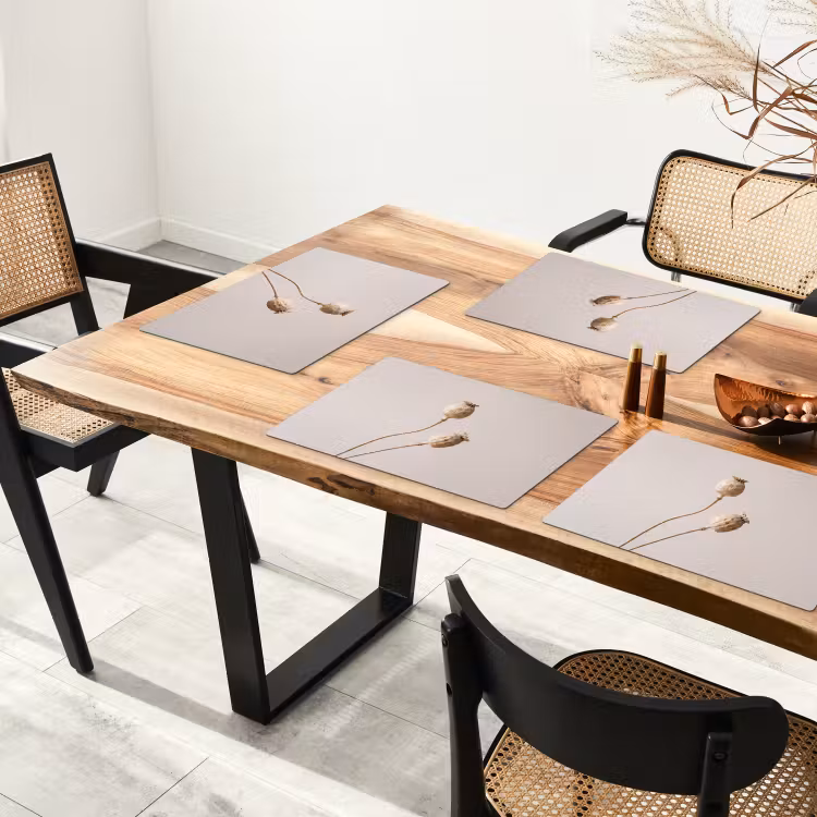 Salvamantel – 6 piezas - Bulbos de amapola - Flores secas - Minimalista - Beige - Tranquilo — 4