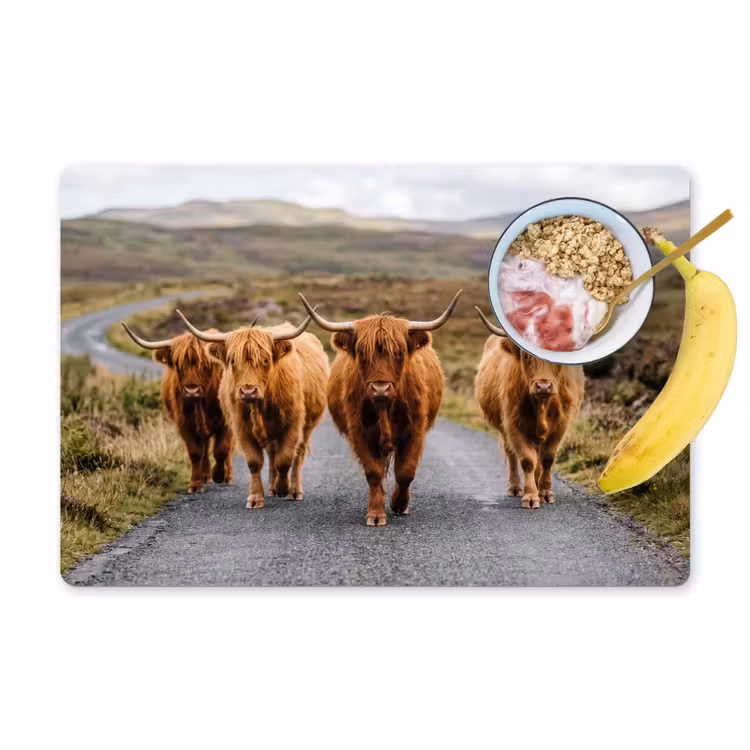 Salvamantel – 6 piezas - Highlanders escoceses - Carretera - Paisaje - Rebaño — 1