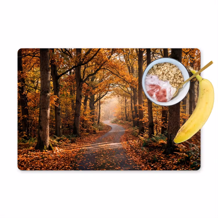 Salvamantel – 6 piezas - Senda forestal - Bosque otoñal - Hojas - Naranja - Nostálgico — 1