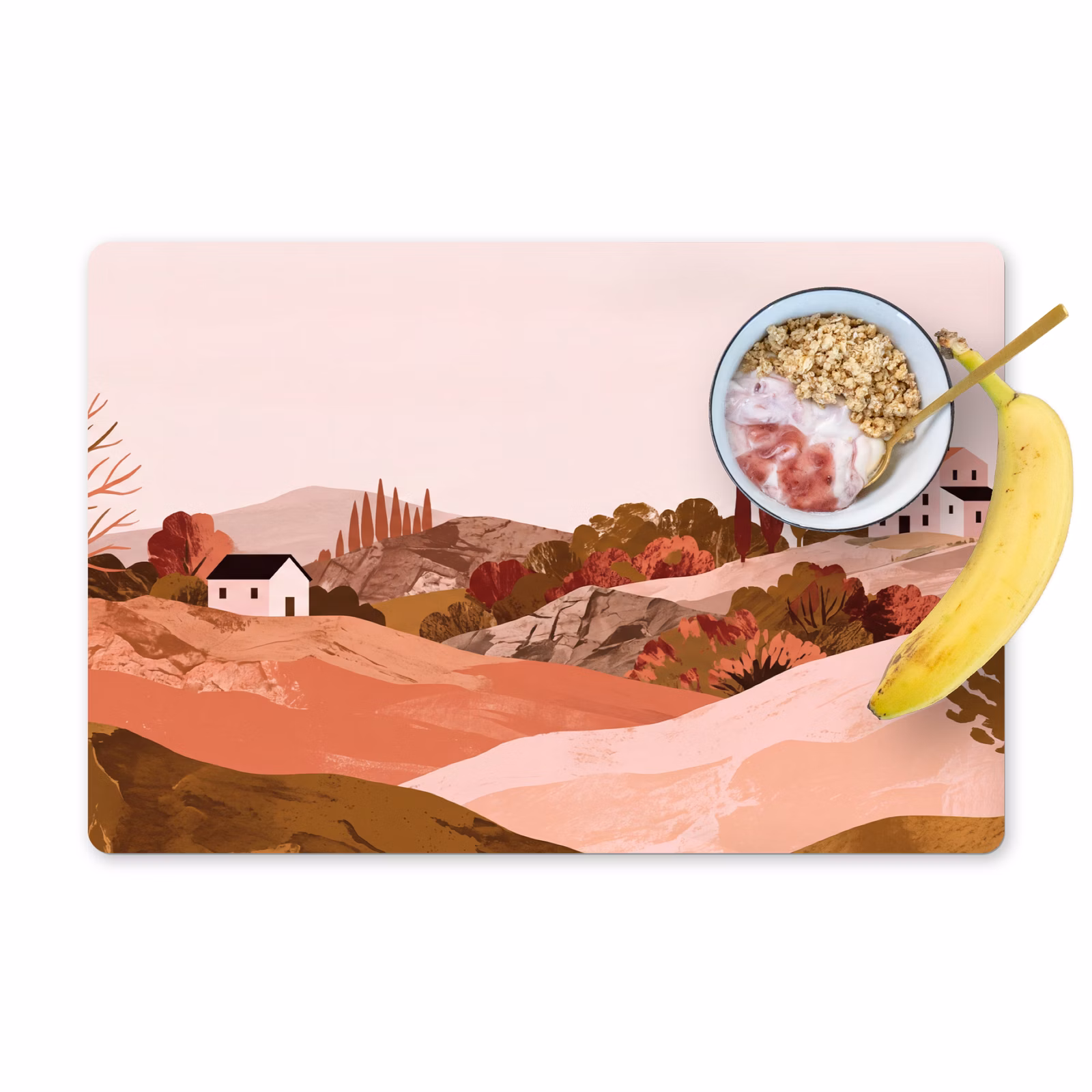Salvamantel – 6 piezas - Paisaje de colinas - Gráfico - Terracota — 1