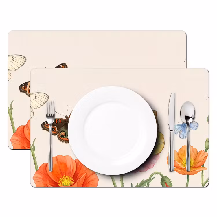 Salvamantel – 6 piezas - Mariposas - Amapolas - Ilustración - Colorido — 2