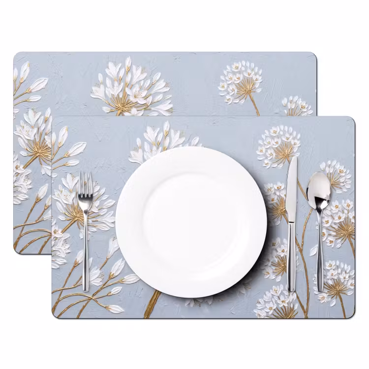 Salvamantel – 6 piezas - Ilustración - Flores - Azul — 2