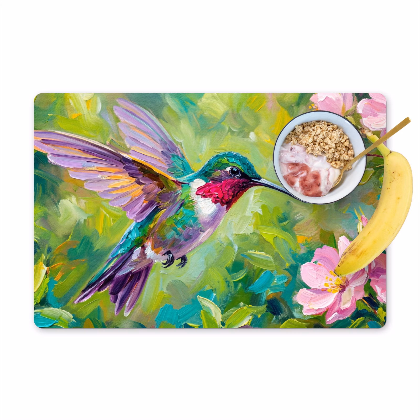 Salvamantel – 6 piezas - Colibrí - Flores - Naturaleza - Colorido — 1