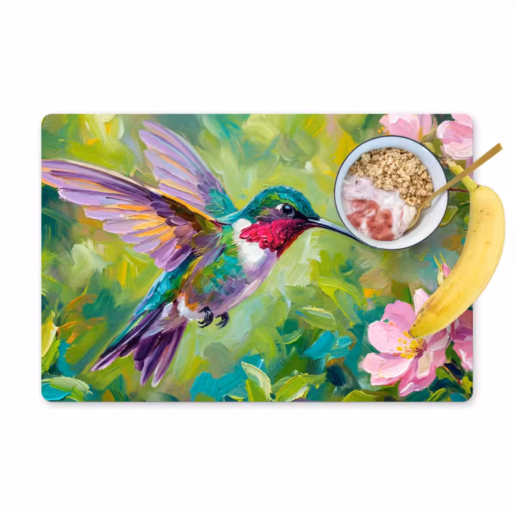 Salvamantel – 6 piezas - Colibrí - Flores - Naturaleza - Colorido — 1