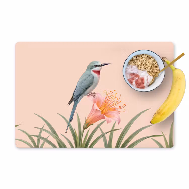 Salvamantel – 6 piezas - Pájaro - Flor - Naturaleza - Rosa — 1