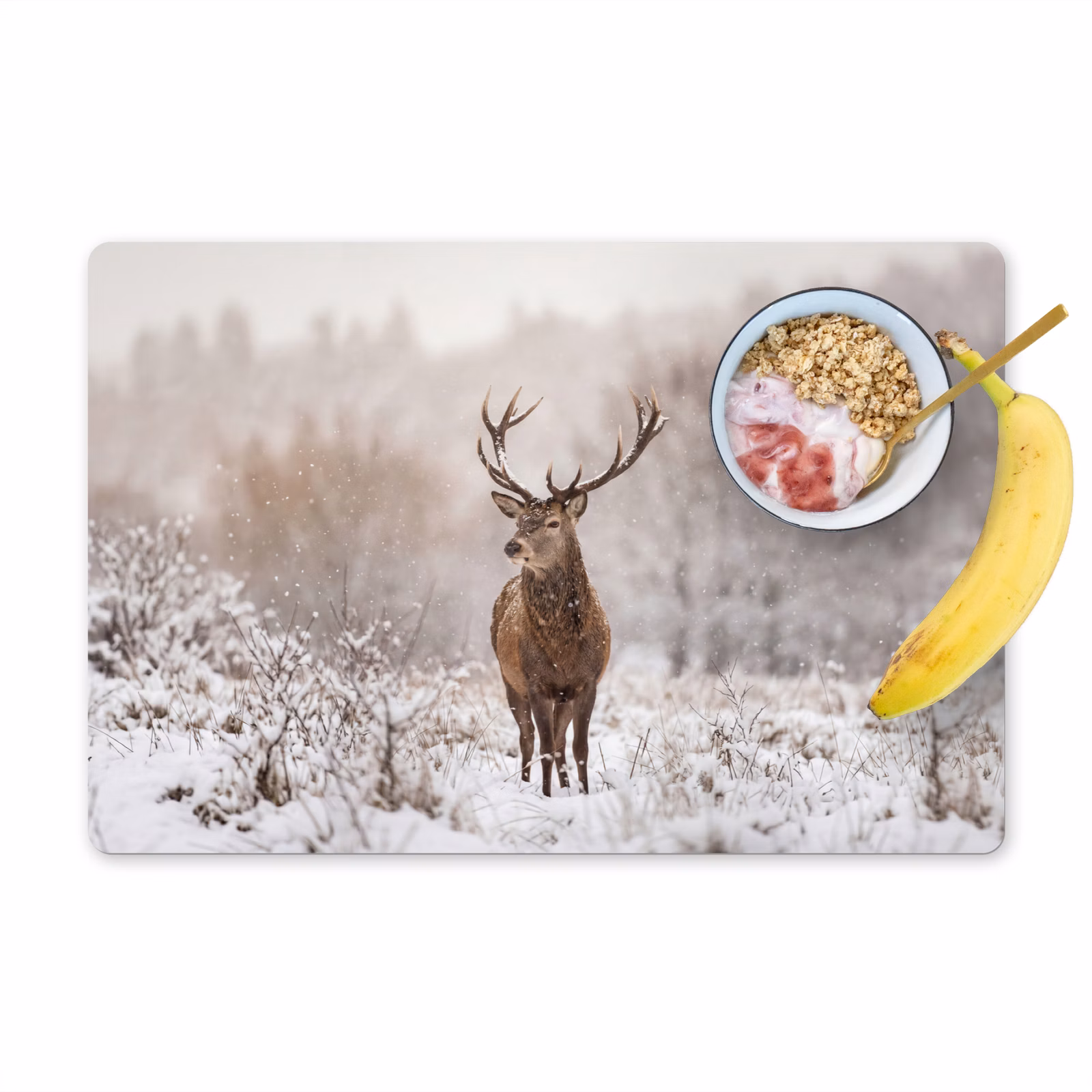 Salvamantel – 6 piezas - Ciervo rojo - Bosque - Nieve - Invierno - Majestuoso — 1