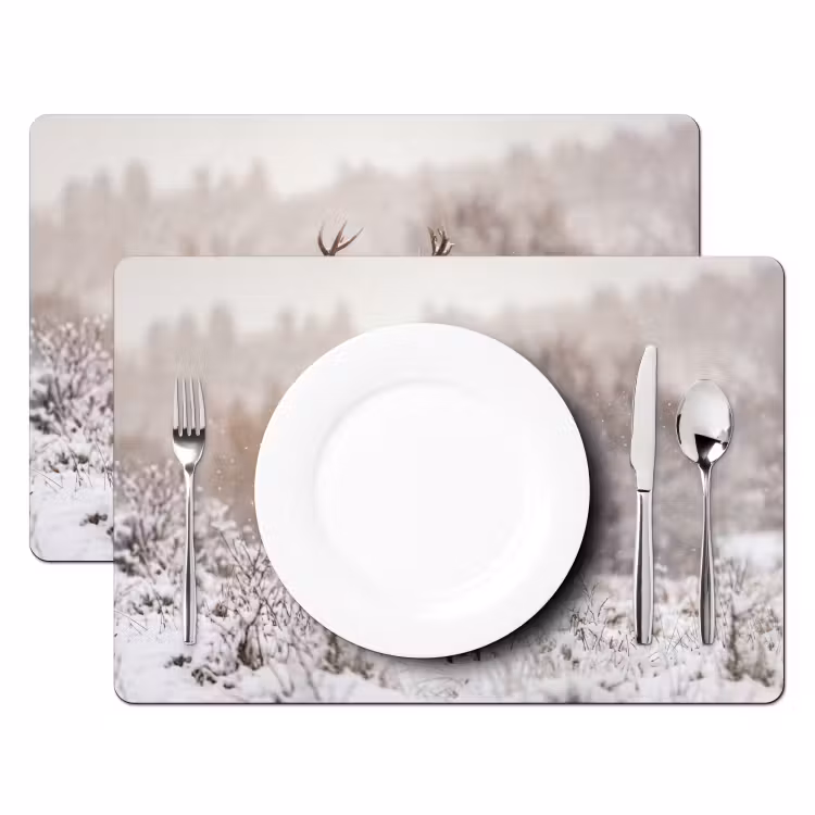 Salvamantel – 6 piezas - Ciervo rojo - Bosque - Nieve - Invierno - Majestuoso — 2