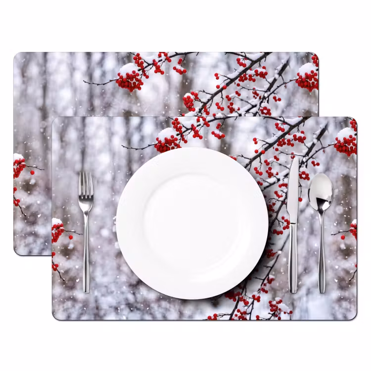 Salvamantel – 6 piezas - Bayas - Ramas - Nieve - Colorido — 2