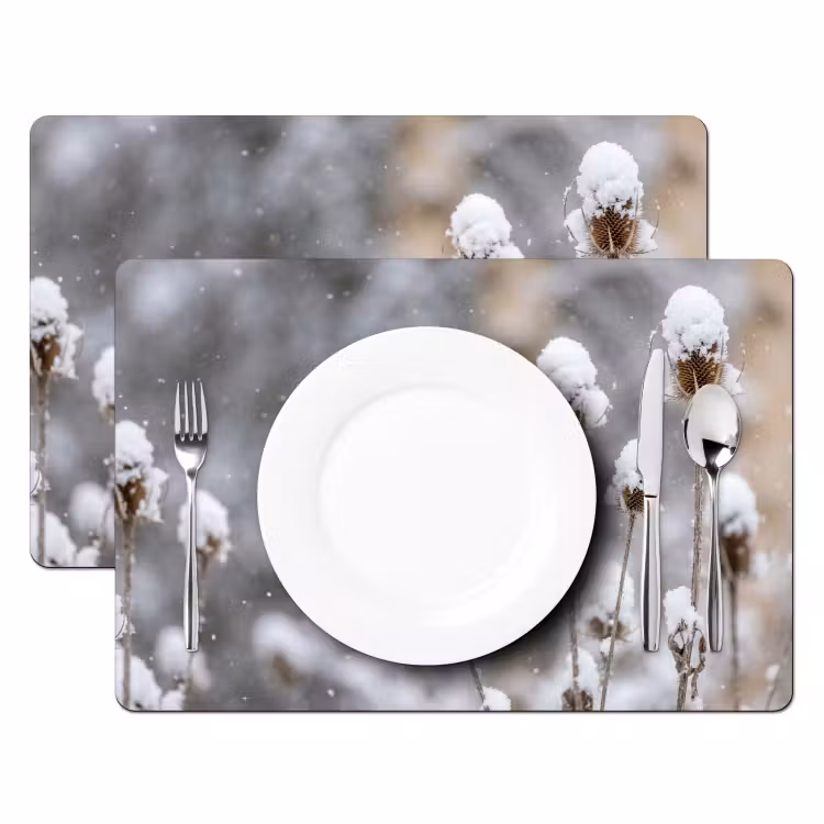 Salvamantel – 6 piezas - Petirrojo - Flor seca - Nieve - Invierno - Entrañable — 2