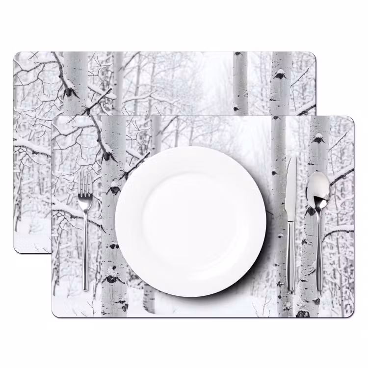 Salvamantel – 6 piezas - Abedules - Nieve - Invierno - Bosque - Blanco — 2