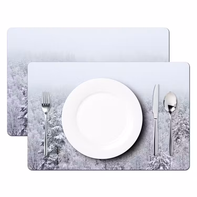 Salvamantel – 6 piezas - Bosque - Nieve - Invierno - Naturaleza - Blanco — 2