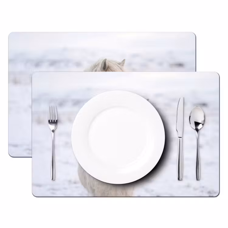 Salvamantel – 6 piezas - Caballo - Cabeza - Invierno - Animales - Blanco — 2