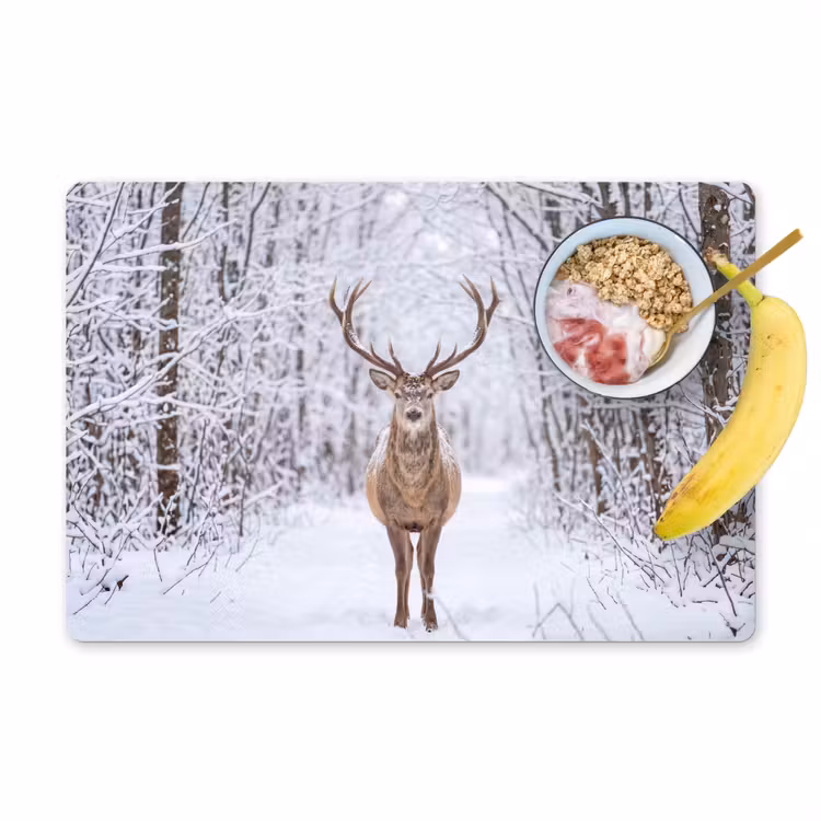 Salvamantel – 6 piezas - Ciervo - Invierno - Bosque - Naturaleza - Blanco — 1